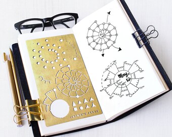 Bullet Journal Stencil, Spiraldex Stencil, Chronodex Stencil, Planner Stencil - fits A5 journal & Midori Regular (Spiraldex L)