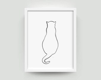 Cat Print Cat Printable Cat Decor Cat Decorations Cat Lover Gift Minimalist Art Modern Wall Art Minimalist Home Decor Cat Art Print