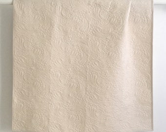 Whole Cloth Baby Quilt with Intricate Paisley Quilting on Soft Cotton Fabric - Whole Cloth Keepsake Heirloom Ivory Christening Baptism