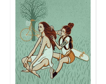 GEMINI Poster, Zodiac Print, Illustrated Poster, Summer Birthday, Wall Art Decor, Gemini Art, Women Design