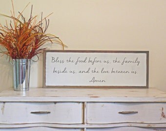 Bless the food before us Wood Sign Prayer Wooden Sign Bible Verse 3' x 1' Wall Art Christmas Gift Christmas Present