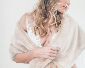 Wedding Fur Stole, Bridal Fur Stole, Wedding Dress Cover Up, Bridal Cover Up, Faux Fur Stole, Wedding Shawl, Fur Shawl -Style 503- Ballencia