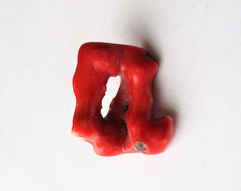 Red Coral Focal, Red Coral Pendant, Red Branch Coral, Branch Coral Pendant, Branch Coral Focal, Freeform Coral Focal, 30mm