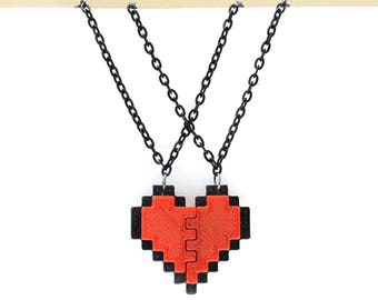 Undertale Frisk Cosplay 8 Bit Pixel Heart Necklace for Friendship, Couples, or Gamers Zelda Heart Emoji Birthday