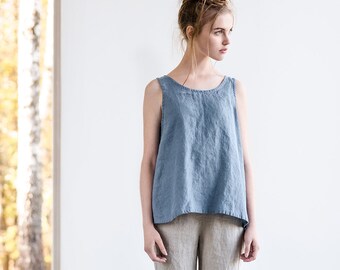 FLORENCE top / Oversized washed and soft linen top / Square