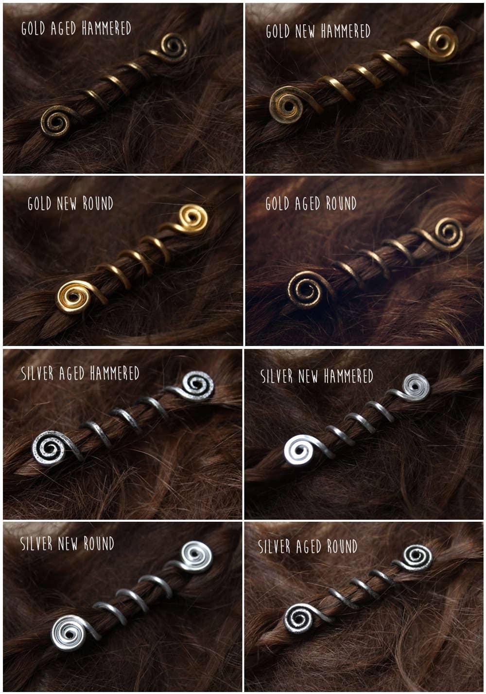 2 Custom Viking hair beads Spiral hair coils Beard jewelry