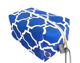 Men's toiletry bag / Travel Case / Men Storage / Men's gift / Men's accessories / Cobalt Blue / Patterned travel case / Men's shaving kit
