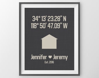First Home Gift Couple Housewarming Gift For Couple Coordinates Print New Home Gift Latitude Print Latitude Longitude Anniversary Gift