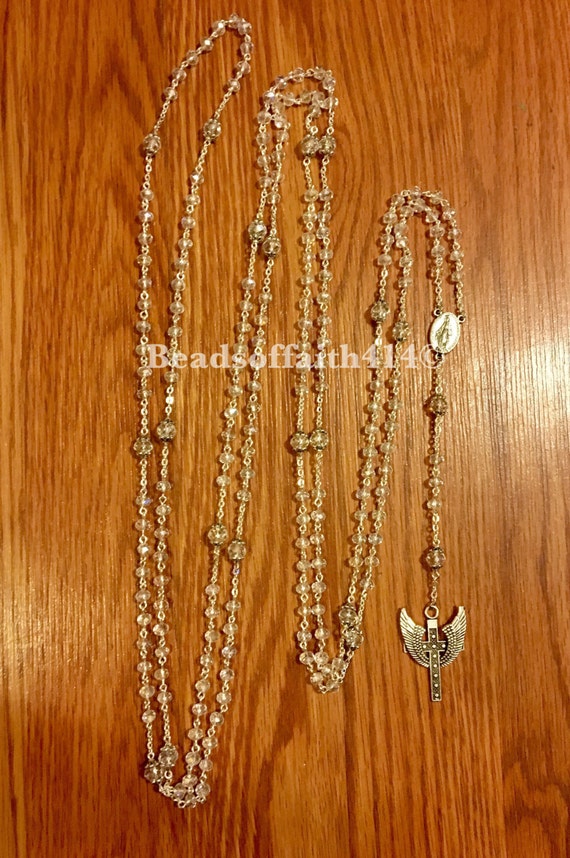 20 Decade Rosary clear crystal