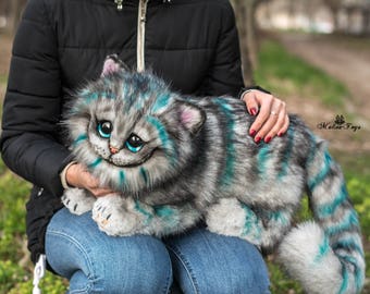 CUSTOM ORDER!Poseable Cheshire Cat.Cat plush. Alice in Wonderland