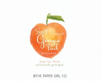 peach logo design fruit logo design organic fruit logo boutique logo premade logo photography logo beauty logo pop up shop logo watermark