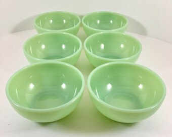 6 Fire King Jadeite Chili Bowls
