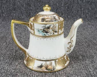 Vintage Nippon Hand Painted 6" Porcelain Tea Pot