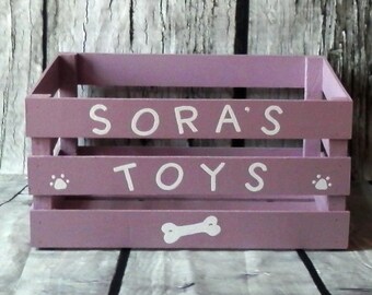 Dog Toy Box,Straight or Crooked Letter Text, Dog Toy Storage,Toy Box,Decorated Toy Box,Lavender Toy Box, Purple Toy Box
