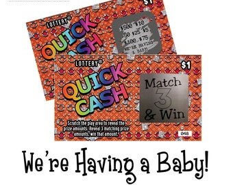pregnancy announcement, surprise pregnancy announcement, scratch off tickets, pregnancy announcement cards, scratch off cards,