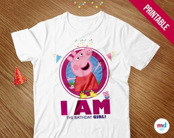 Peppa Pig Birthday Girl T-Shirt, Peppa Pig Birthday Party Theme Favor Decorations, Printables, Candy Bar, Iron On Transfer, INSTANT DOWNLOAD