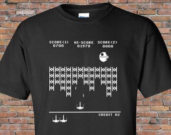Star Wars Shirt--Space Invaders Shirt--Mash Up 80's Nerd Humor Shirt-- Great Gift--Comic Con--Vintage Tee