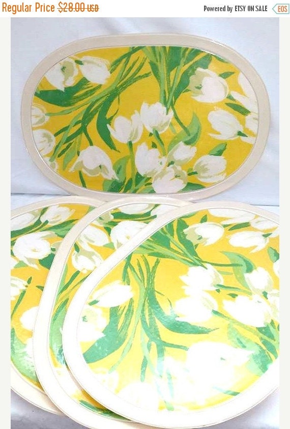 Vintage Vinyl PlacematsSet of 4Yellow PlacematsKitschy