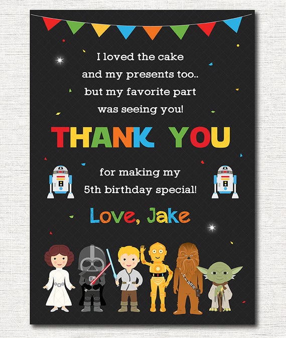 Star Wars Thank you card Star Wars Thank you note Star Wars