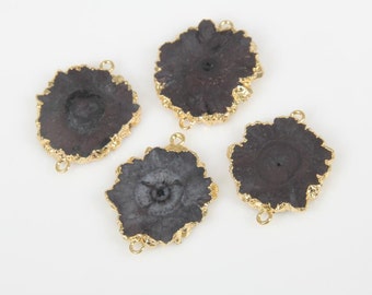 Freeform Druzy Necklace,Black Druzy Pendant Jewelry,YOU CHOOSE,Drusy Necklace Druzy Quartz Geode Pendant Connector with Gold Plated