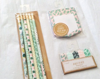 Tropical Vibes Target Dollar Spot Bundle • Target One Spot • Planner Page Flags • Sticky Notes Set • Planner Pencils