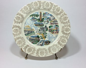 Vintage Florida Souvenir Plate Homer Laughlin Decorative State Plate