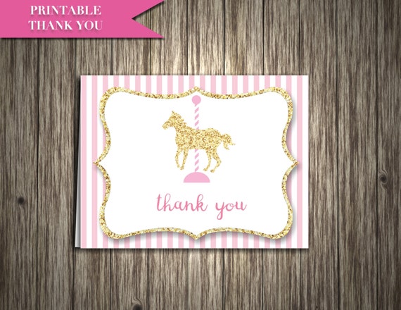 Carousel horse thank you card printable: CAROUSEL THANK