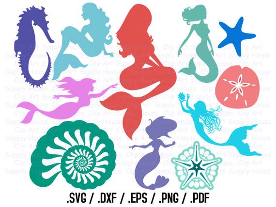 Mermaid Svg Files Under the Sea Clipart Sea Shell Svg