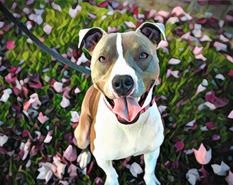 Pet portrait gift custom 8x10 or 10x10 print Custom Dog art Animal Art Pet Memorial art Bedroom wall art Stylized pet art