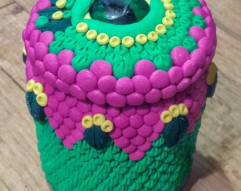 Earth Dragon Eye Polymer Clay Glass Jar