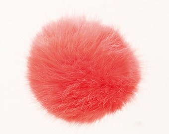 Pom Pom fake fur 10 cm diameter in colour coral/peach for crazy bobble hats as keyring or for your mirror in the car pompom multipurpose
