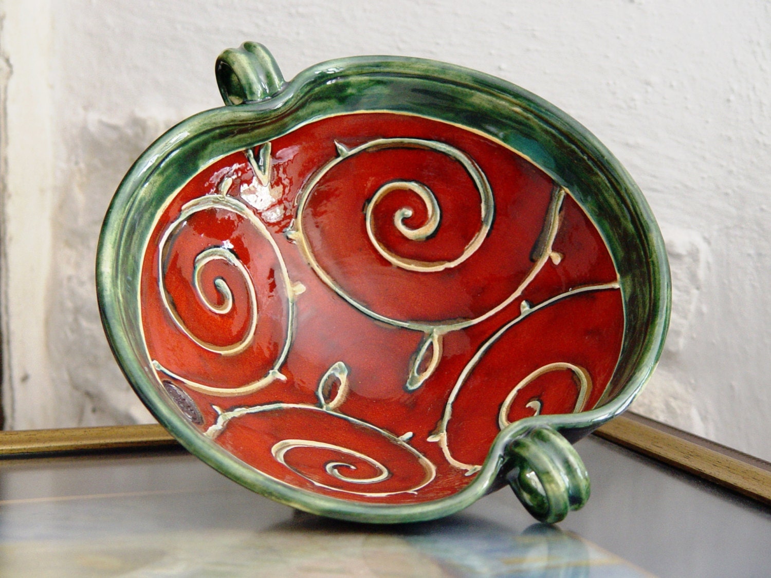 Unique Pottery Fruit Bowl Ceramic Bowl Serving Bowl Red