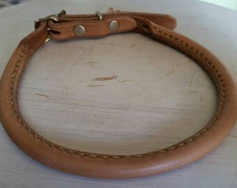 Rolled leather dog collar- Large