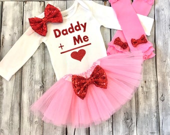 Daddys Valentine outfit, baby girl Valentines outfit, love daddy valentines outfit, first valentines, 1st Valentines outfit, girls Valentine