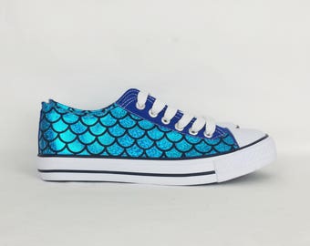 Mermaid shoes, custom shoes, women shoes, mermaid clothing , custom mermaid shoes, alternative, custom converse style pumps, gift for her