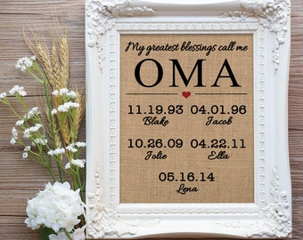 Oma mothers day gift, Mothers day gift, Gift for Oma, Oma Gift, Mother's Day Oma, Gift from grandchildren, German Grandma Gift, German Mom