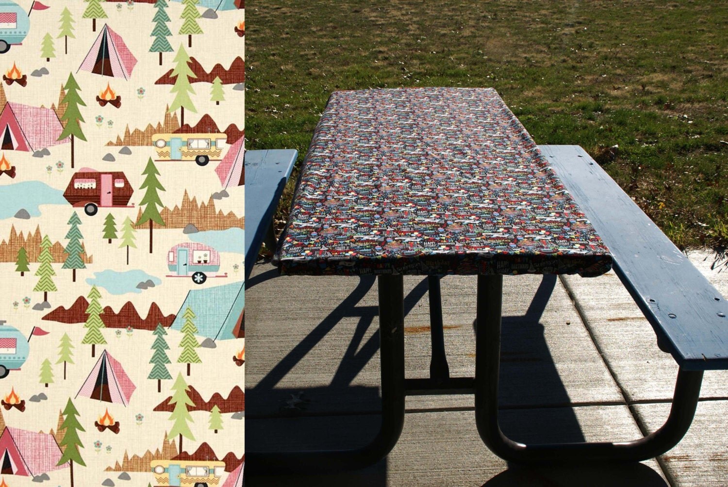 Fitted Picnic Table Cloth Folding Table Cover Vintage