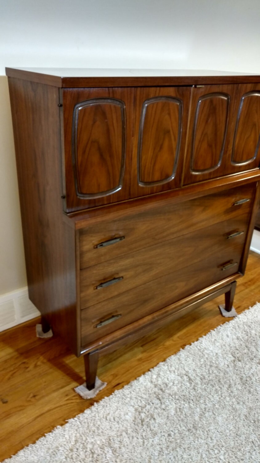 Mid Century Broyhill Highboy Dresser by ProRefineFurnishings