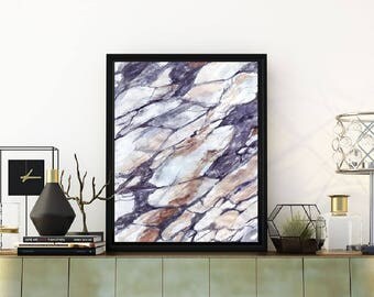 Abstract watercolor painting, marble print, printable watercolor, printable abstract art, grey and blue wall art, marble wall art,