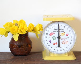Vintage Scale, vintage metal scale, American Family Scale, yellow scale
