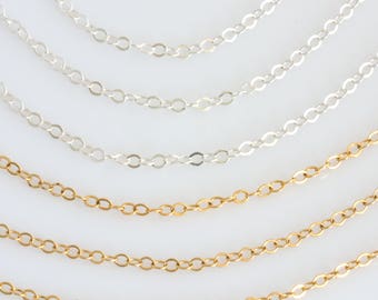 14k Gold Fill Chain, Sterling Silver Replacement Chain,Dainty Chain for Charm or Bar Necklace, Simple Chain Necklace, LEILAJewelryshop, N226