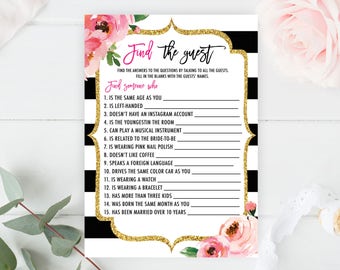 Find the Guest Game, Popular Bridal Game, Kate Bridal Shower Game Printable, Kate Theme Wedding Shower Games, DIY Spade Party Game Printable