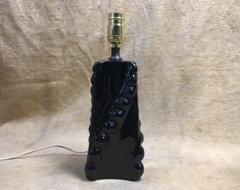 Black Ceramic Lamp, Vintage Mid Century Deco Table Lamp