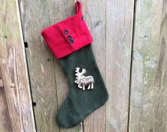 Tweed Christmas stocking, wool, Christmas decoration
