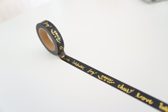 festive words washi black and gold foil word washi festive words washi black and gold foil word washi