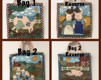 Reversible Fabric Tote Bag/ Grocery Bag