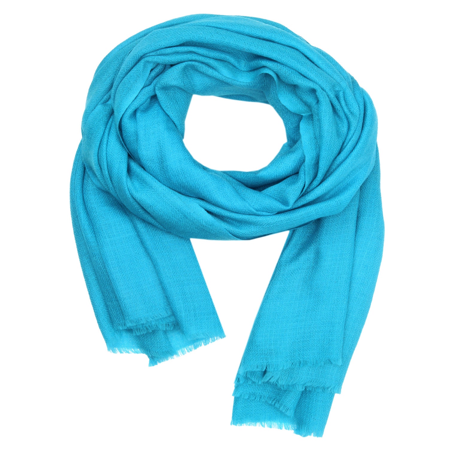 Merino Wool & Silk Shawl Blue Scarf Long Soft Winter Fashion