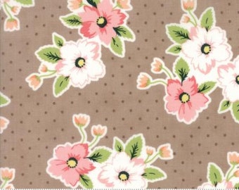 Olive's Flower Market - Taupe Floral Main - Sold by the Half Yard