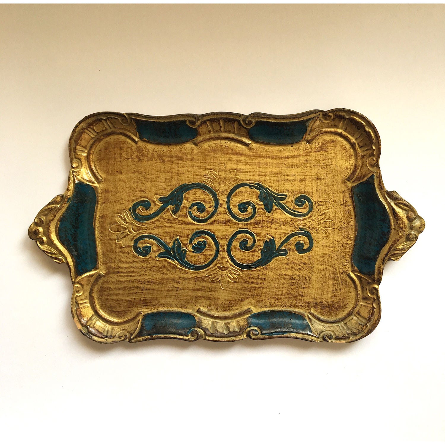 Antique Florentine Tray Small Italian Serving Tray Wood