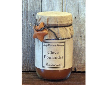 Primitive Candle, Country Candle, Rustic Candle, Clove Pomander Scented Jar Candle
